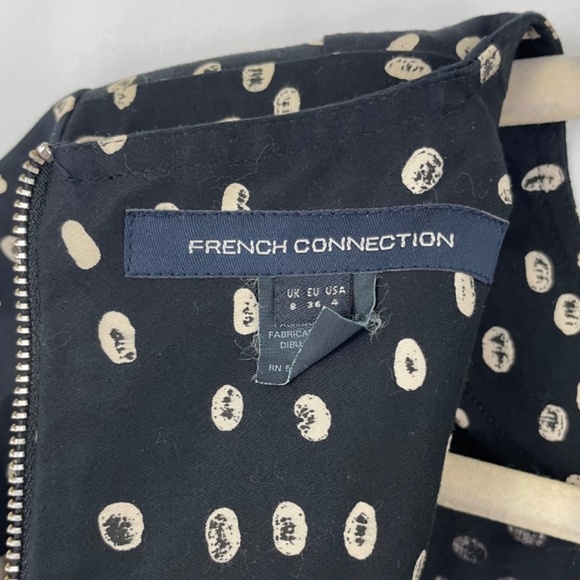 French Connection Dot Print Stretch Cotton Sheath Dress Black Snowdrop Size 4 - Picture 14 of 16